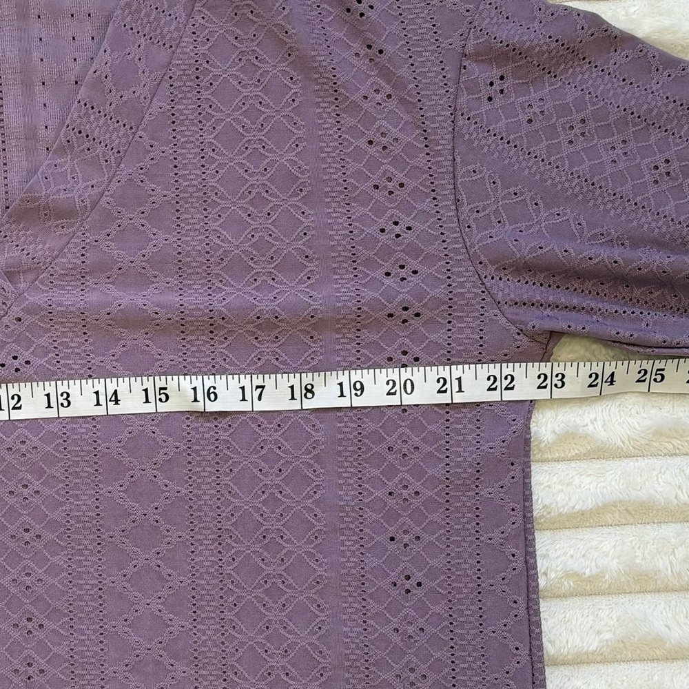 NWT DOKOTOO Purple Eyelet Long Sleeve V Neck Blouse Size Large - Picture 7 of 9